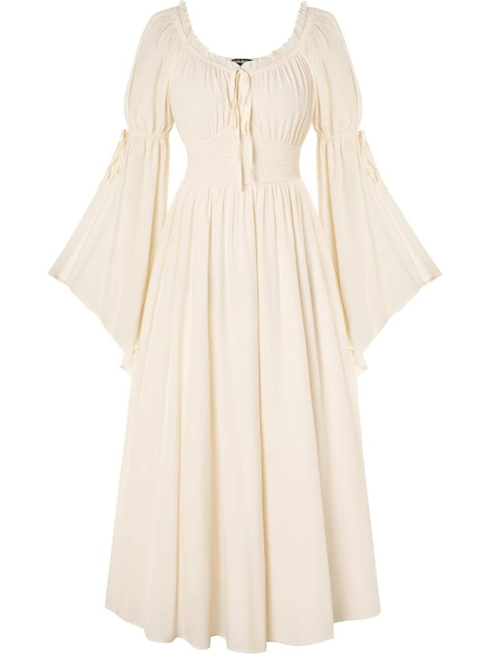 Women's Apricot Long Bell Sleeve Medieval Peasant Imported Costumes Dress